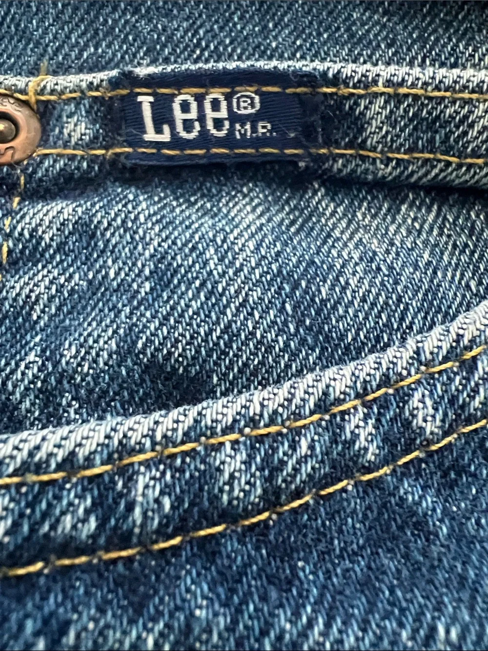 Lee Men's Bootcut Jeans in Dark Blue Wash with Worn Hem - Size 38